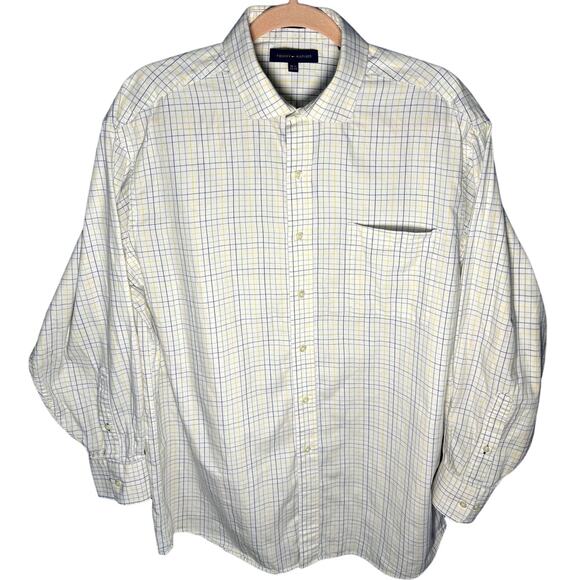 Tommy Hilfiger White with colored lines Mens Button Down Shirt Size16-16.5 32-33 - Picture 1 of 10
